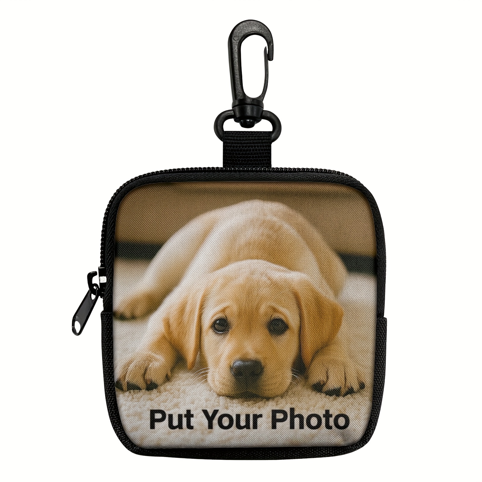 TEMU Personalized Labrador Training And Treat Bag - Custom Photo (white Background), Carabiner, Polyester Pet Bag, Suitable For Labrador Owners,
