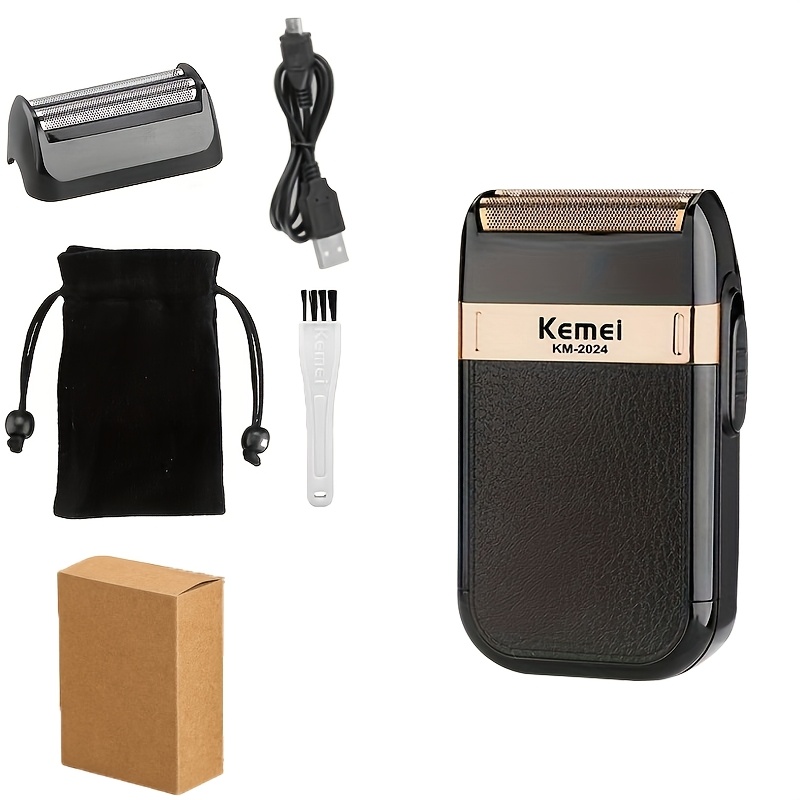Kemei Portable Reciprocating Men Electric Shaver, Usb Charging Travel Beard Razor, Simple Packing & Gift
