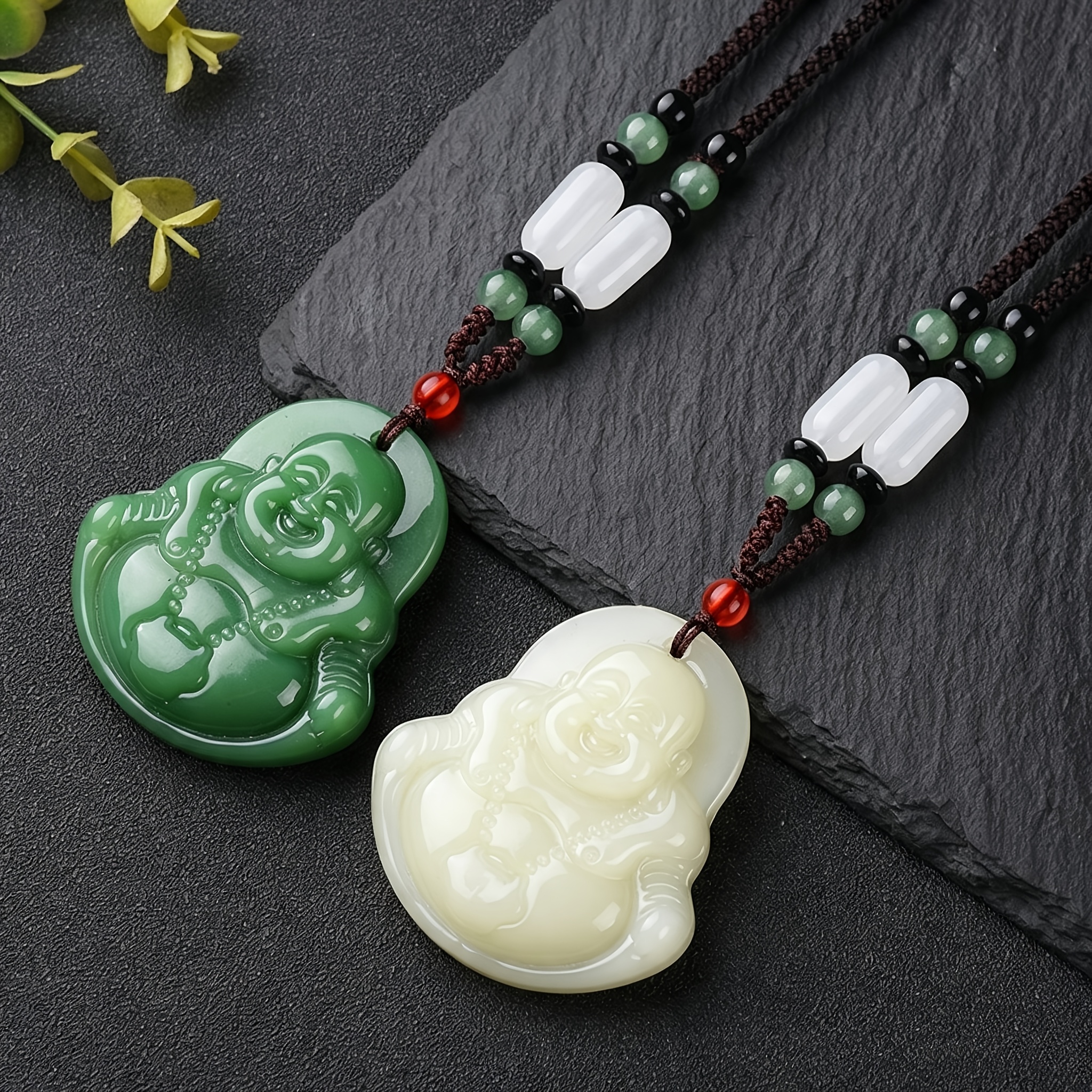 Unisex Maitreya Buddha Pendant Necklace, Chinese Style Accessory