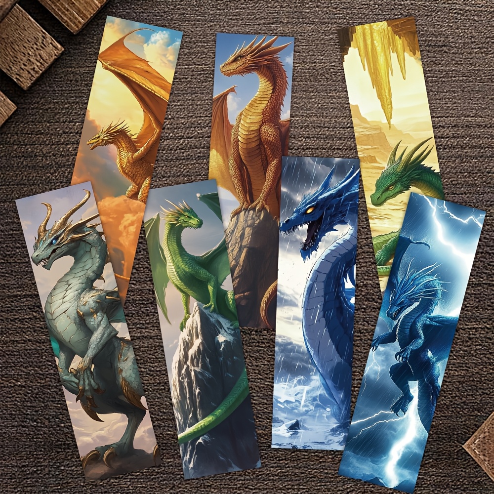 TEMU 30pcs Fantasy Dragon Themed Non-repetition Delicate Bookmarks For Holiday Decorative Cards Reading Label Stationery Gifts For Book Club Reader