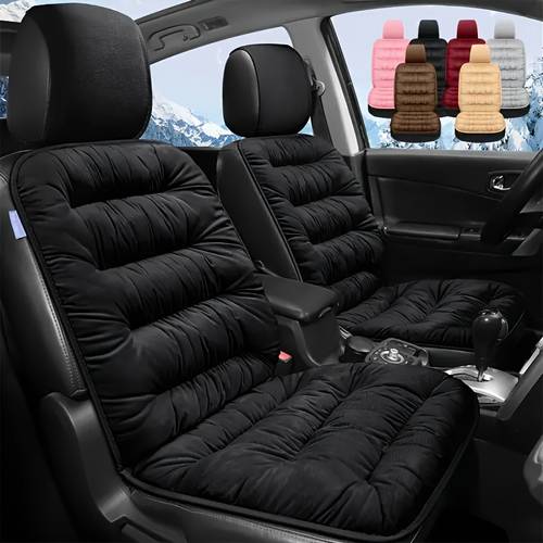 luxury plush car seat cover with backrest thick warm winter single seat cushion for universal fit hand washable polyester fiber sponge filled ideal for cold weather protection