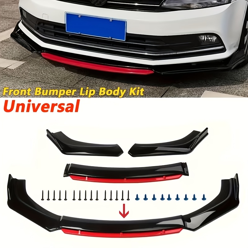 TEMU 4pcs Front Lip Spoiler & Mudguard Panel Kit - Matte Aerodynamic Body Upgrade, Compatible For Small Car, Suitable For Mudguards, , Vehicle Modification Accessories