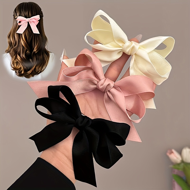 

3pcs Chic Bow Hair Clips In , - Cute Fabric Accessory For Women & Girls, Ideal For Casual Outfits Or Vacations, Cute Hair Clips