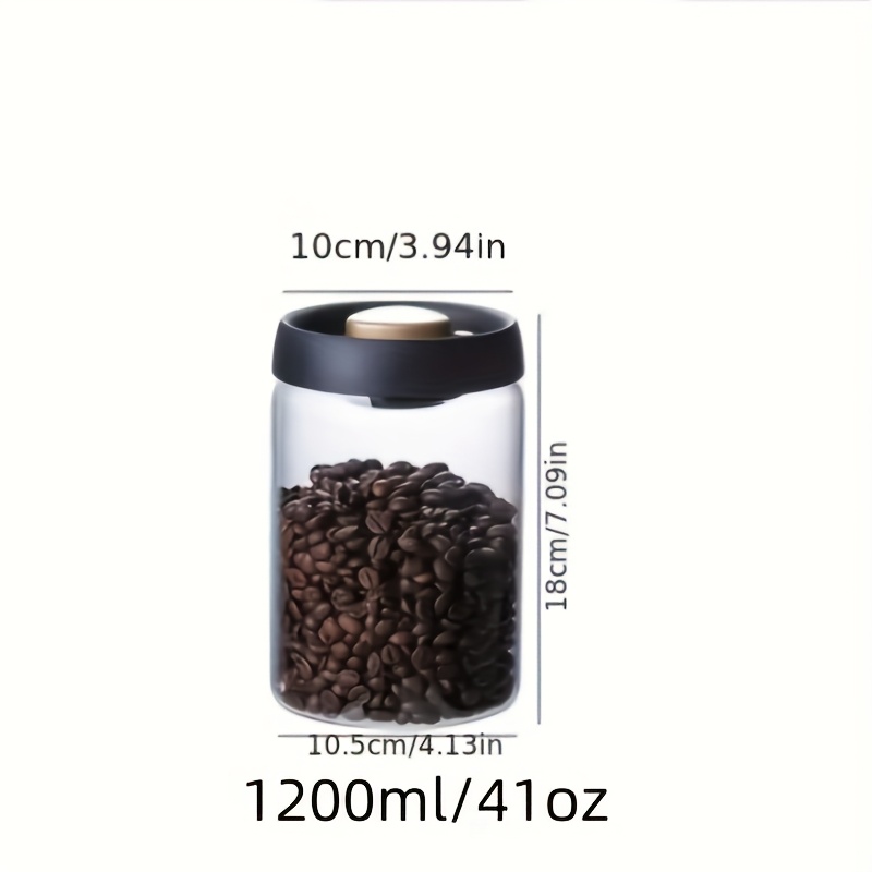 TEMU High Quality Borosilicate Glass Vacuum Jar For Coffee Beans And Kitchen Storage - Sizes Of 16.91oz/30.43oz/40.58oz/60.87oz - Clear And Durable -