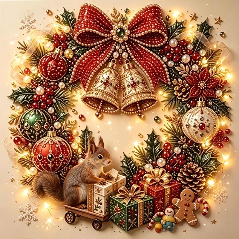 TEMU Kit de peinture d'art de Noël à perles imprimées en 2D - des perles rondes, des transparents, un ensemble d'outils complet et des perles de