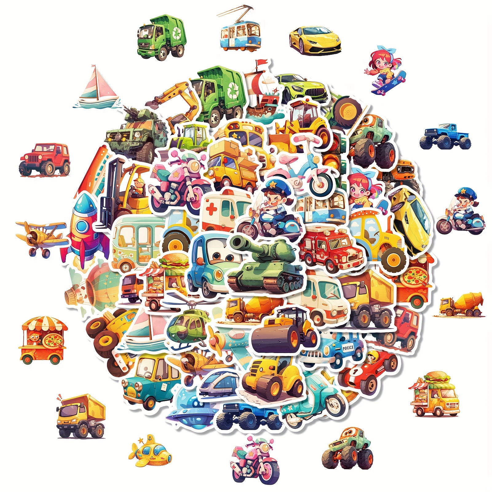 Cute Cartoon Vehicle Stickers Durable Polypropylene Reusable Temu