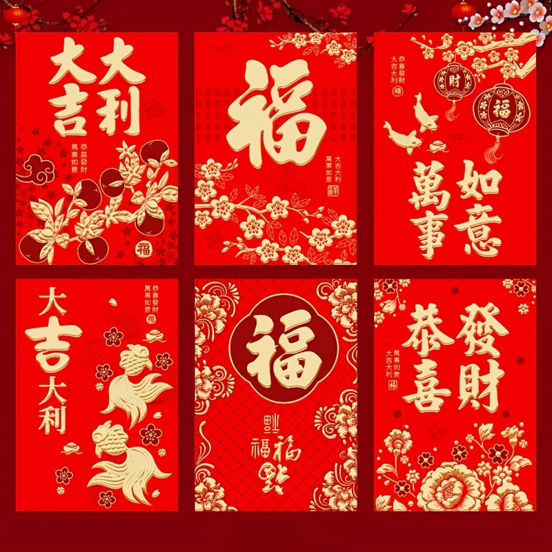 

30 Chinese New Year Red Envelopes Featuring Koi And Plum Designs, Suitable For The Snake Holidays And Festivals, Weddings, And .