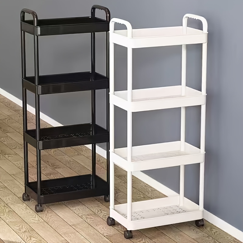 suitable for 12 months and up heavy duty 4 tier rolling storage cart all terrain wheel mobile organizer compact space saving design sturdy plastic construction suitable for home   garage requires simple assembly multi layer Product details 1