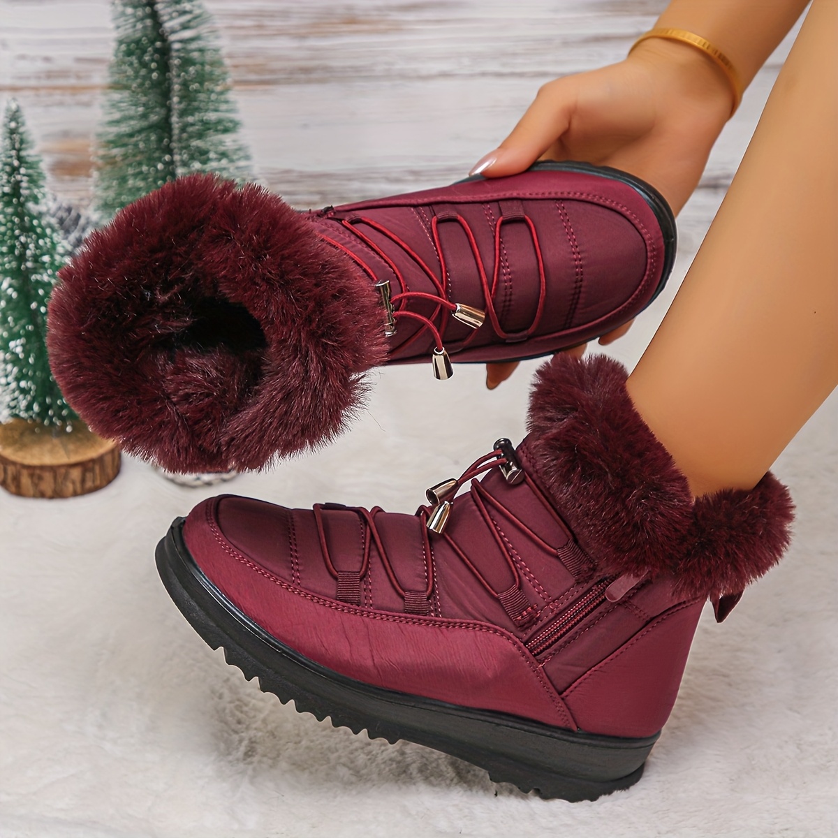 fleece lined warm womens snow boots new style for autumn and winter 2025 roman lace up   calf boots flat soled womens snow footwear 5 5   8