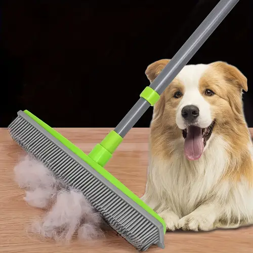 1 2pcs pet push broom scraper dog hair remover with adjustable long handle for carpets garage floors and windows durable rubber brush scraper tool for home cleaning home cleaning accessory ideal for collecting pet hair and