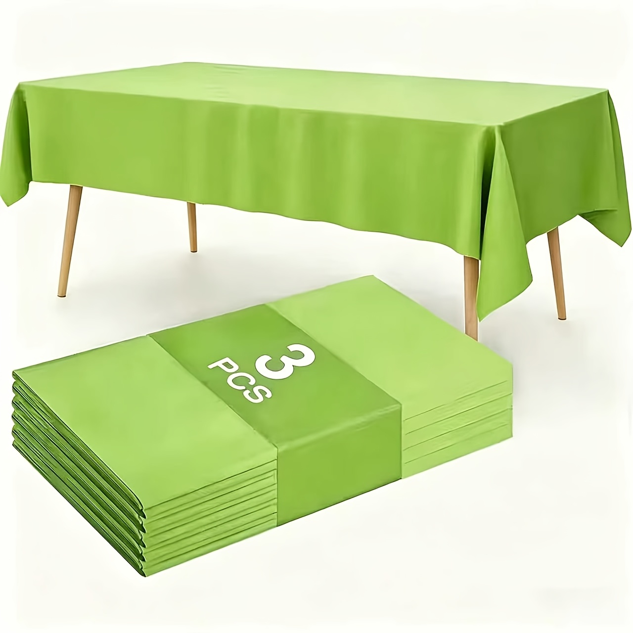 TEMU Halloween, Natale, Tovaglia Verde Lime 3 Pezzi, Tovaglia di Plastica Monouso, Tovaglia di Plastica Verde, Adatta per Tavoli Rettangolari,