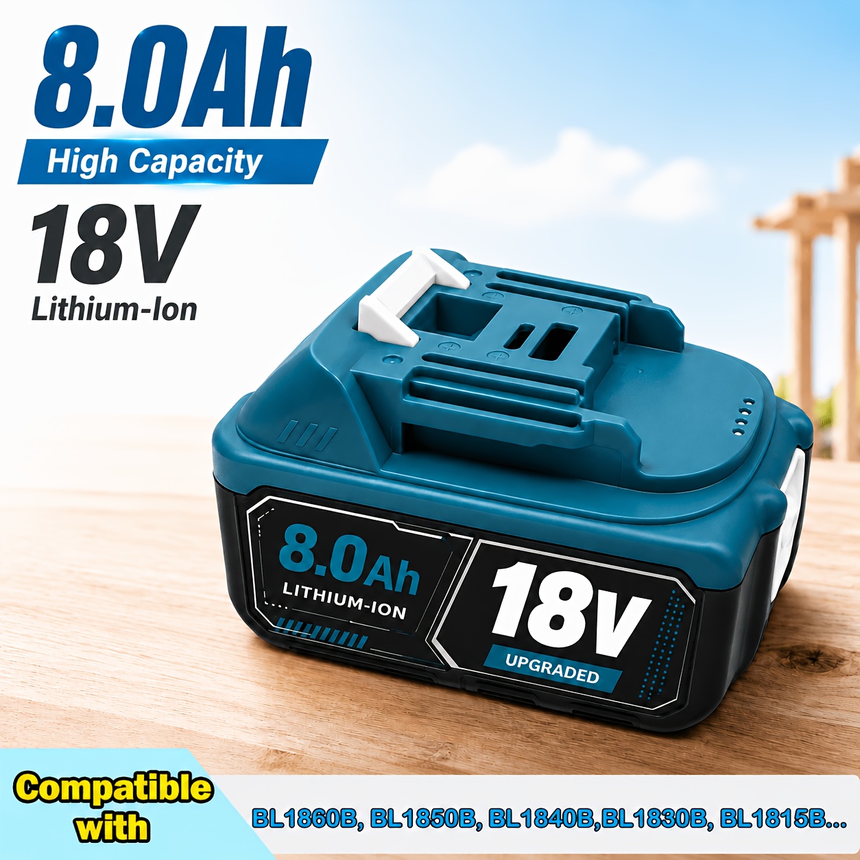 TEMU Lot de 1/2/4 batteries de rechange 18 V, pour batterie Makita 18 V BL1860B, pour modèles Makita BL1860, BL1820, 1830B, 1840B, 1850B, compatibles
