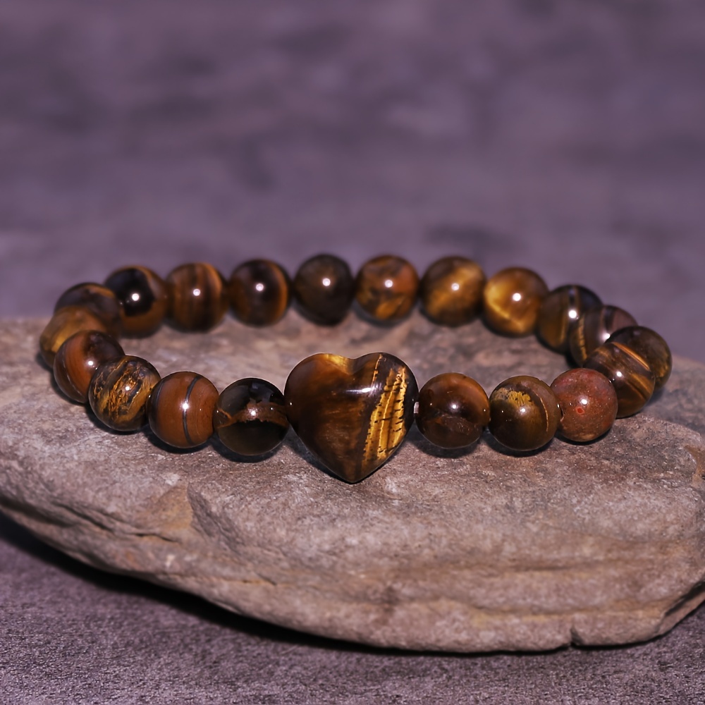 Natural Stone Bracelet with Tiger's Eye, Amethyst, Citrine