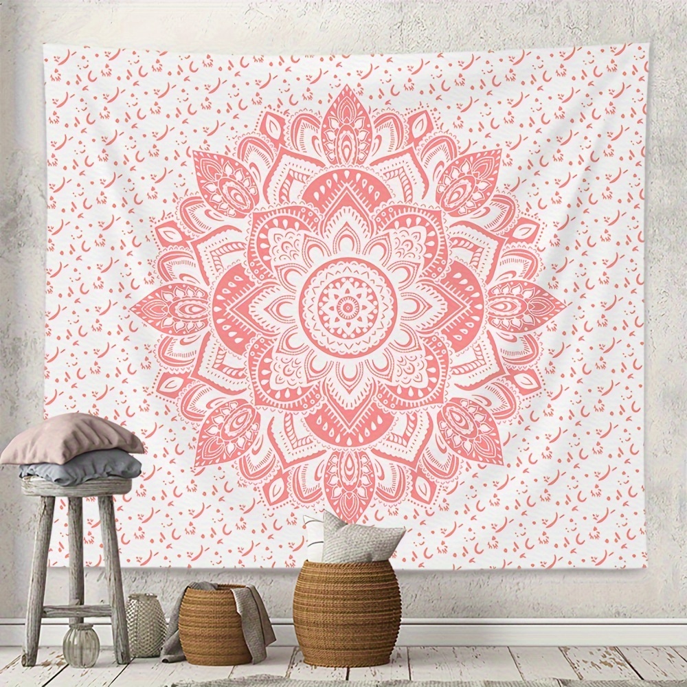 

Graphic Mandala Tapestry - Peach Skin Velvet, Woven Polyester, Indoor Bedroom Wall Hanging Decor, Transverse Orientation, Electricity-free, 90g Fabric Weight