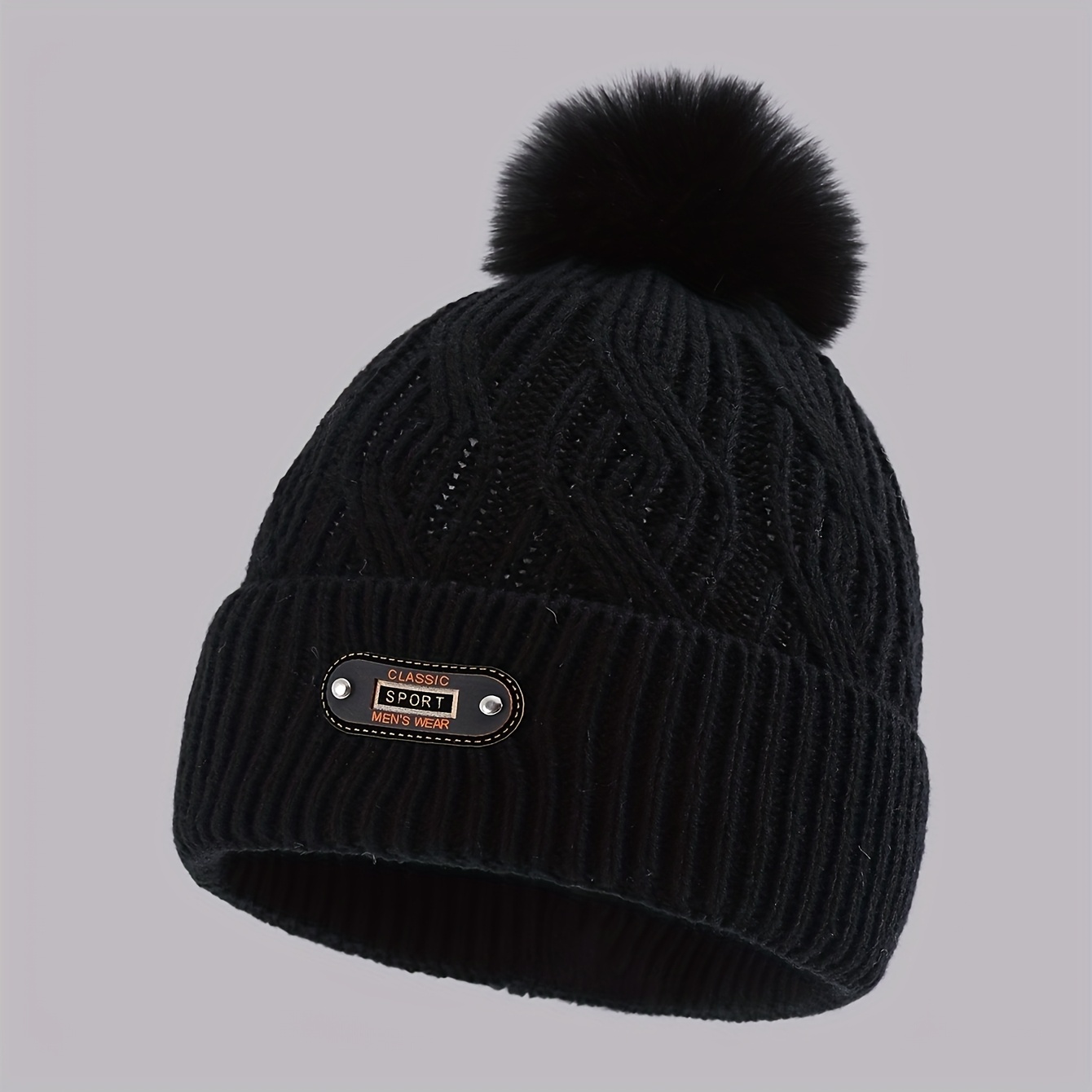 TEMU A Printed Pompom Beanie