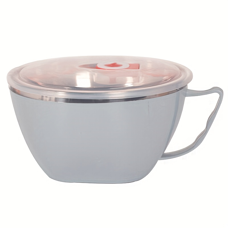 TEMU Stainless Steel Insulated Noodle Bowl With Lid - Leak-proof Design, Suitable For Hot Food - Perfect For , Soup, And Outdoor Dining - Durable And