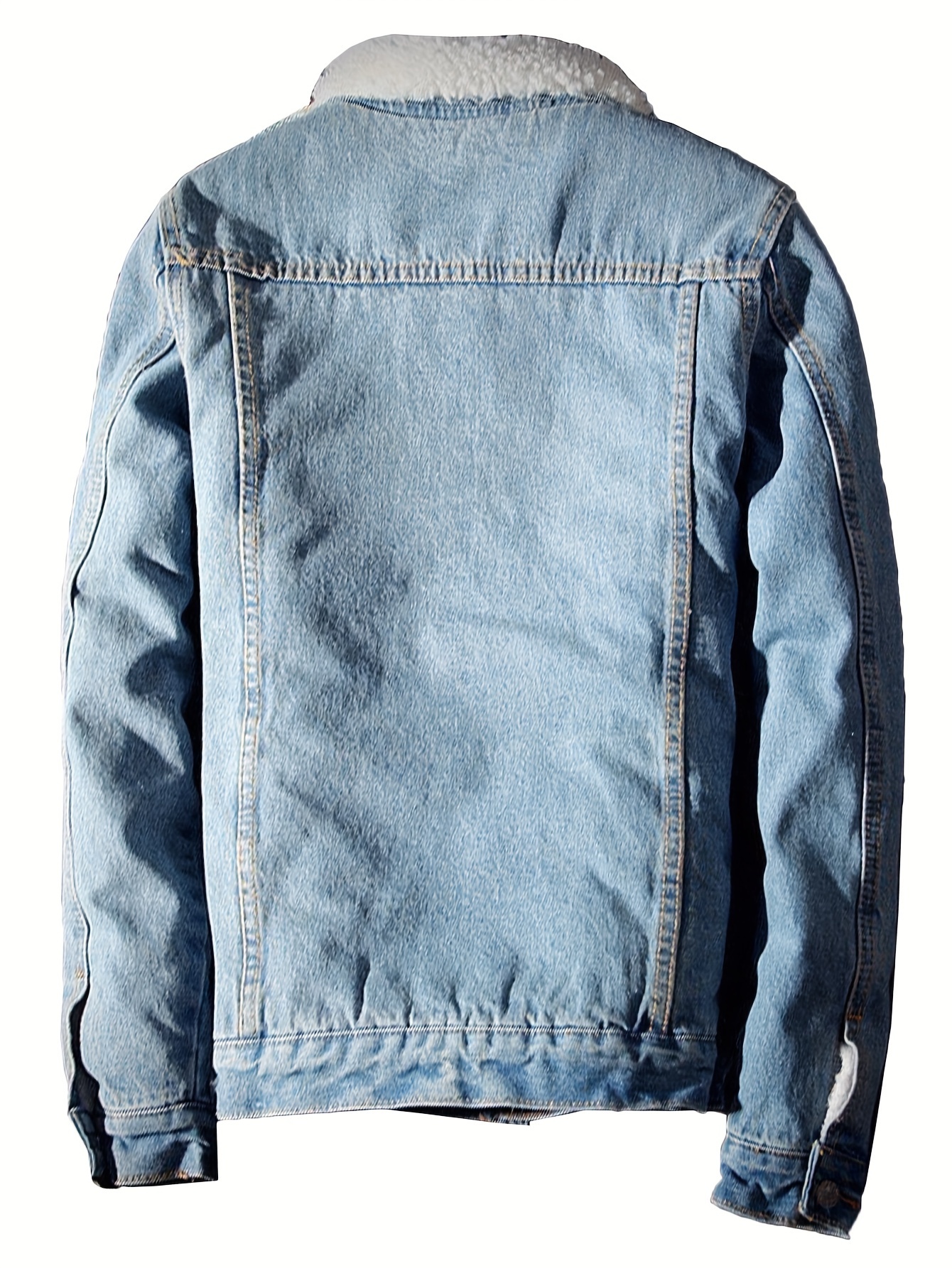Fleece Lined Mens Denim Jacket With Inside Pockets *'* Fleece