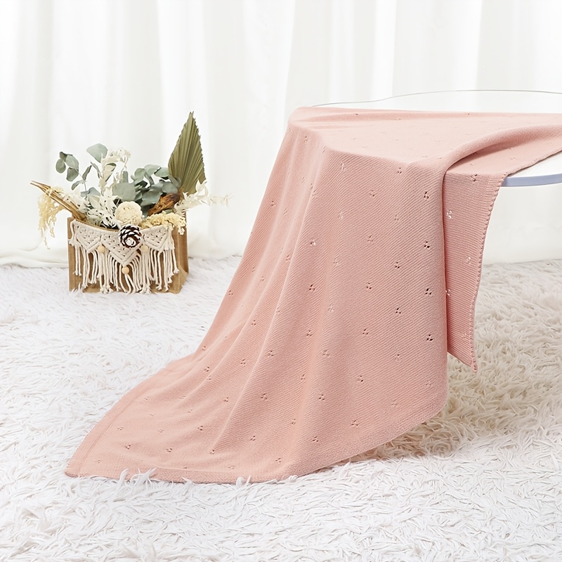 Coperta lavorata a maglia a tinta unita per neonati e bambini piccoli, coperta lavorata a maglia per neonati maschi e femmine, adatta a tutte le stagioni, solo lavaggio a mano