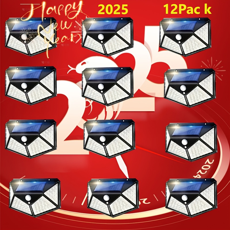 TEMU 12 Packs Solar Lights Outdoor Leds, Saving Ip44 Motion Sensor Safety Light, Durable With Range Wall Lamp Solar Lights Wireless With 3 For Garden
