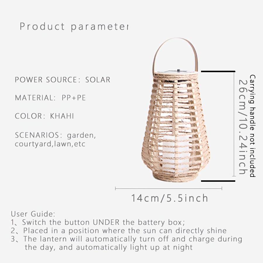 Image of Set 1pc Hemp Rope Lantern Garden Solar Light Solar Balcony Candle Lantern Outdoor Flame Lamp Led Lawn Camping Light Garden Decorative Lantern