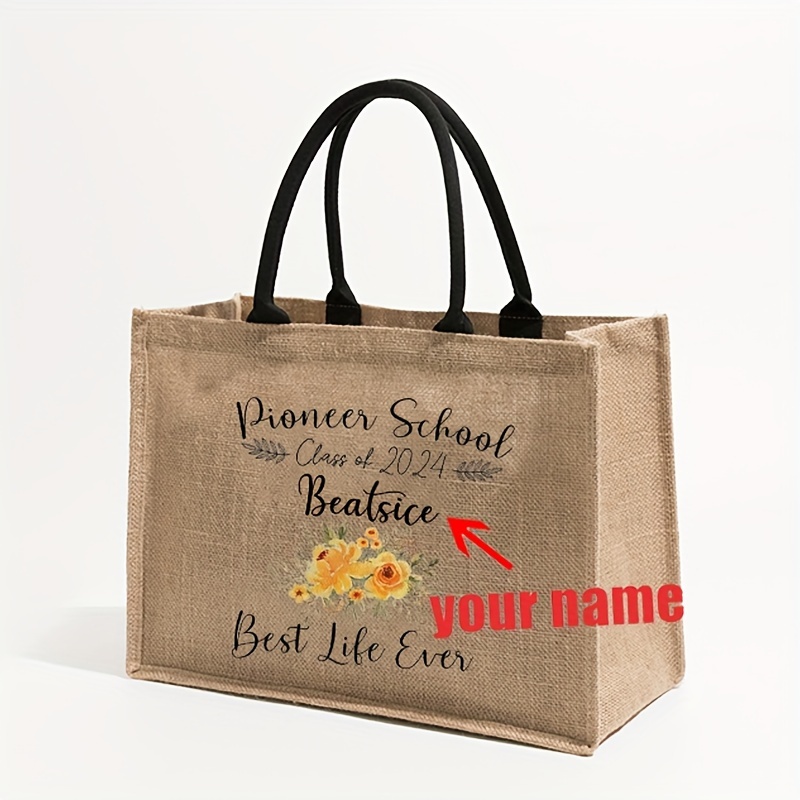 

Custom Name Pioneer School 2024 Canvas Tote Bag - Large, Foldable & Lightweight Beach Shopping Bag With Monogrammed Design For Women