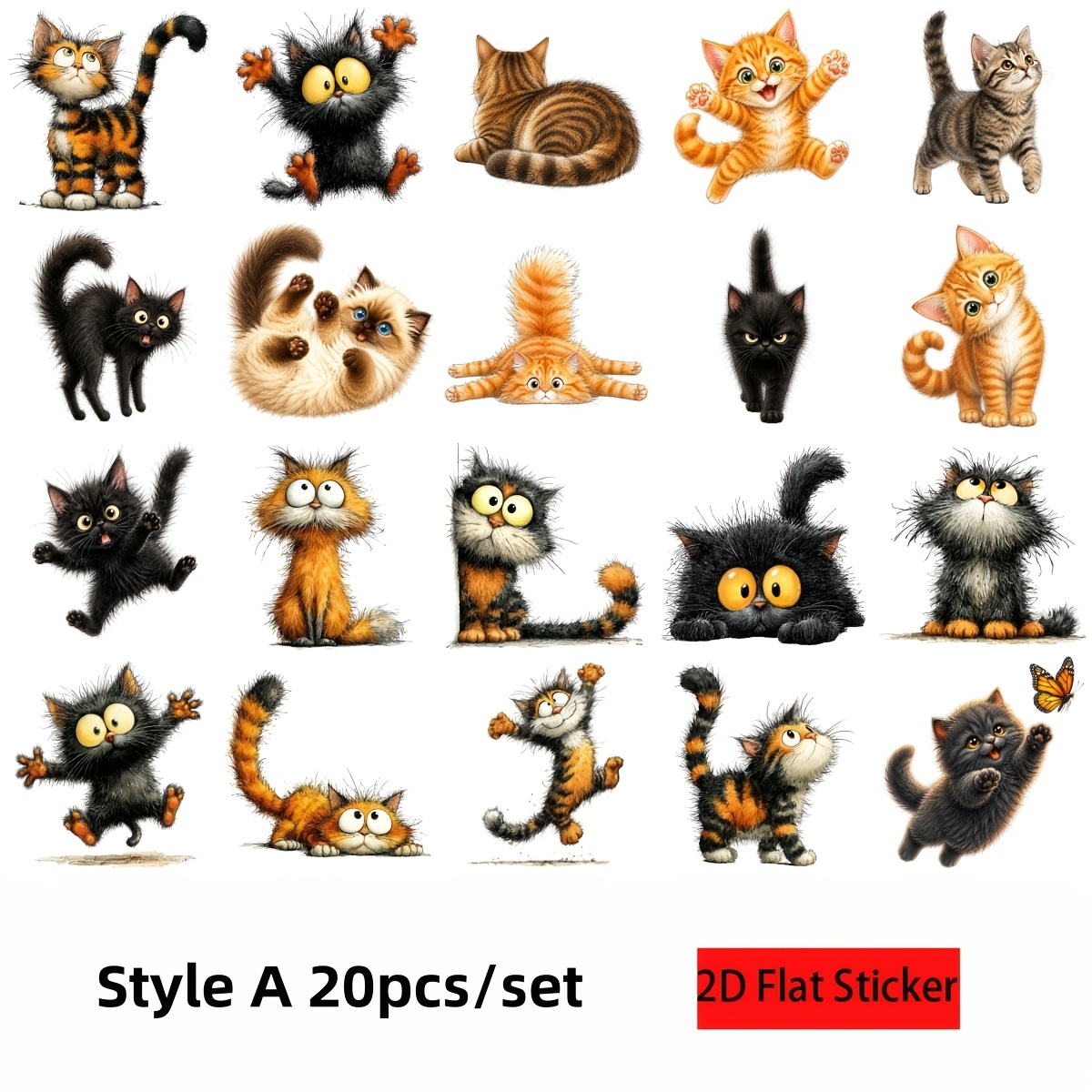 TEMU 20pcs/set 2d Flat Vintage Handmade Stickers Cutting Book Stickers Decoration Luggage Cup Diary Notebook Photo Album Stickers