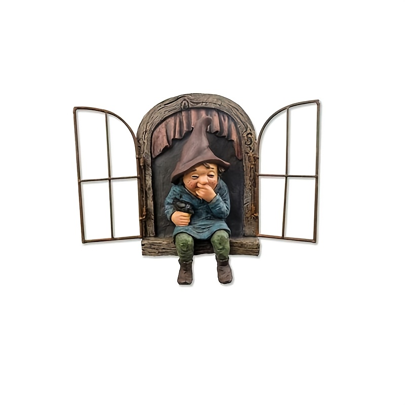 E-shop Elf Aus Der Tür/Fenster Baumumarmender Garten Gnome Statue Baumdeko