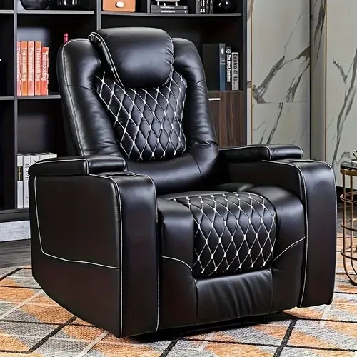 chair with usb ports and cup holders electric home theater seating pu leather reclining furniture with hidden arm storage easy to clean