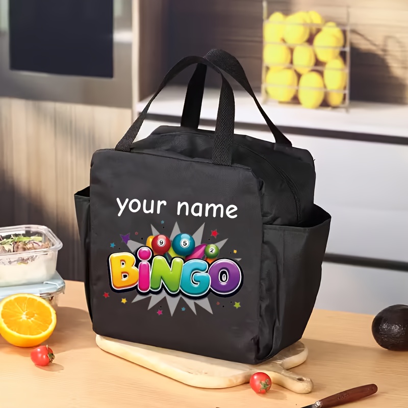 TEMU 1 Personalized Bingo Bag - Custom Name, Colorful Bingo Balls And , Durable Fade-resistant Fabric, Large Capacity Tote Bag, Suitable For Women,