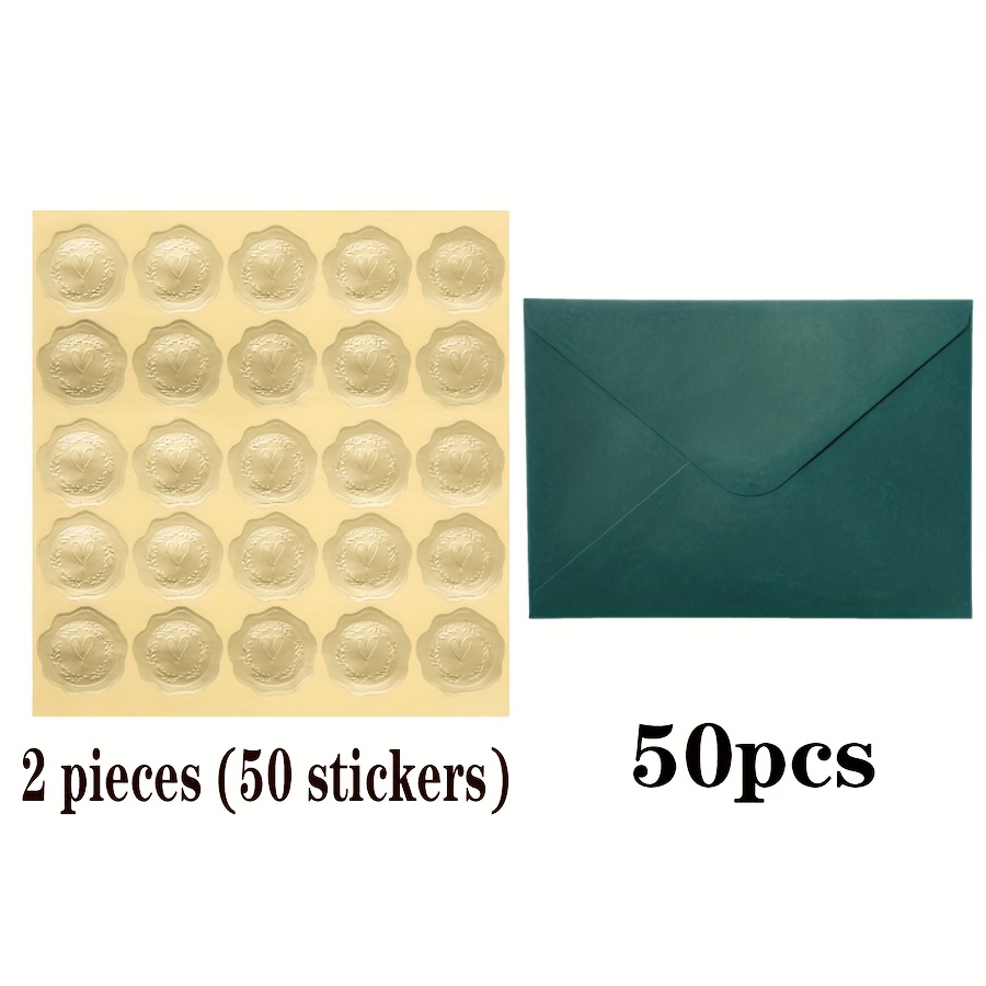 52pcs, Fashionable Premium V-flap Envelopes For Party, Wedding, Thank You Letter Envelopes, Invitation Letters, Business Mailing Envelopes, 50 Envelopes, 2 Stickers (7.24x5.24inch/120gsm)