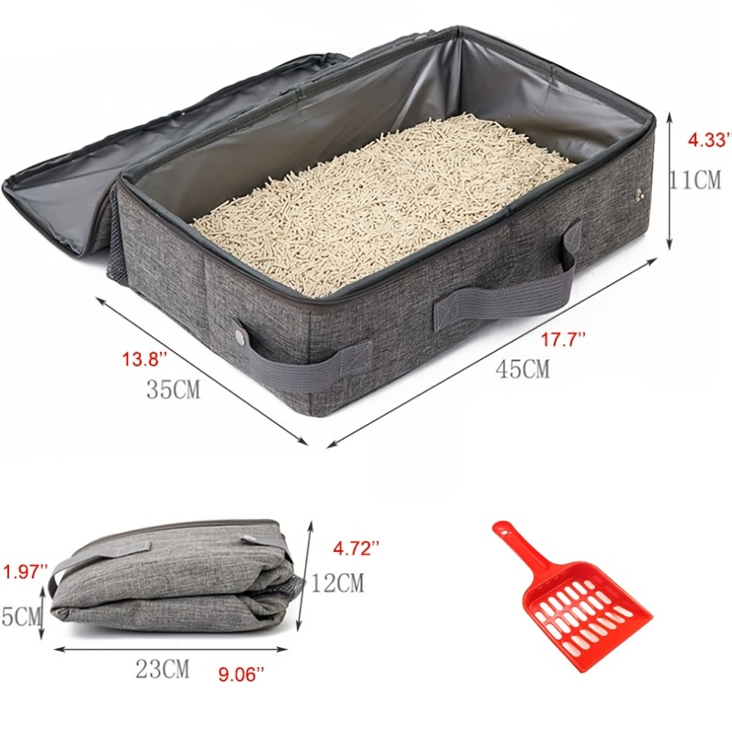 Image of Foldable Travel Cat Litter Box Pet Bag Indoor Cat Litter Tray Outdoor Portable Moving Litter Box Portable With Storage And 1pc