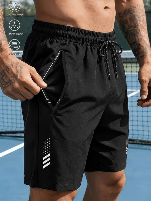 mens quick dry athletic shorts casual fitness double zipper pockets running bermuda shorts breathable comfortable training pants
