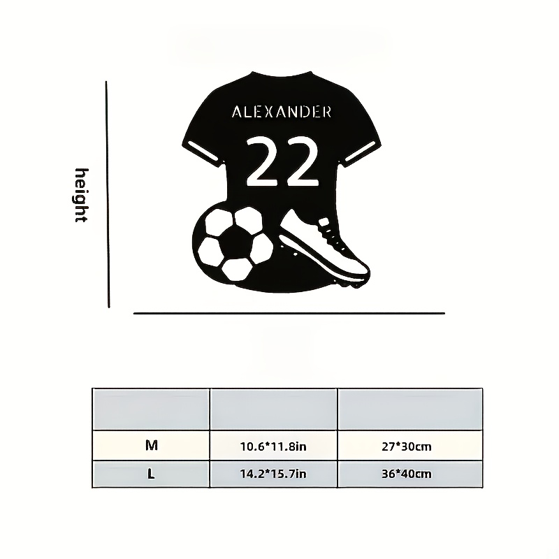 TEMU A Customized Personalized Football Team Uniform Shaped Metal Wall Tag, Personalized Name And Number, Home Hanging Decoration, Sports Fan Gift,
