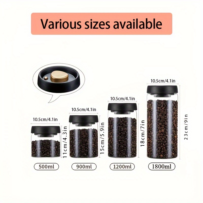 1pc airtight vacuum sealed glass storage jar with pressure pump moisture proof container for coffee beans tea nuts   kitchen organization and preservation   material details 3