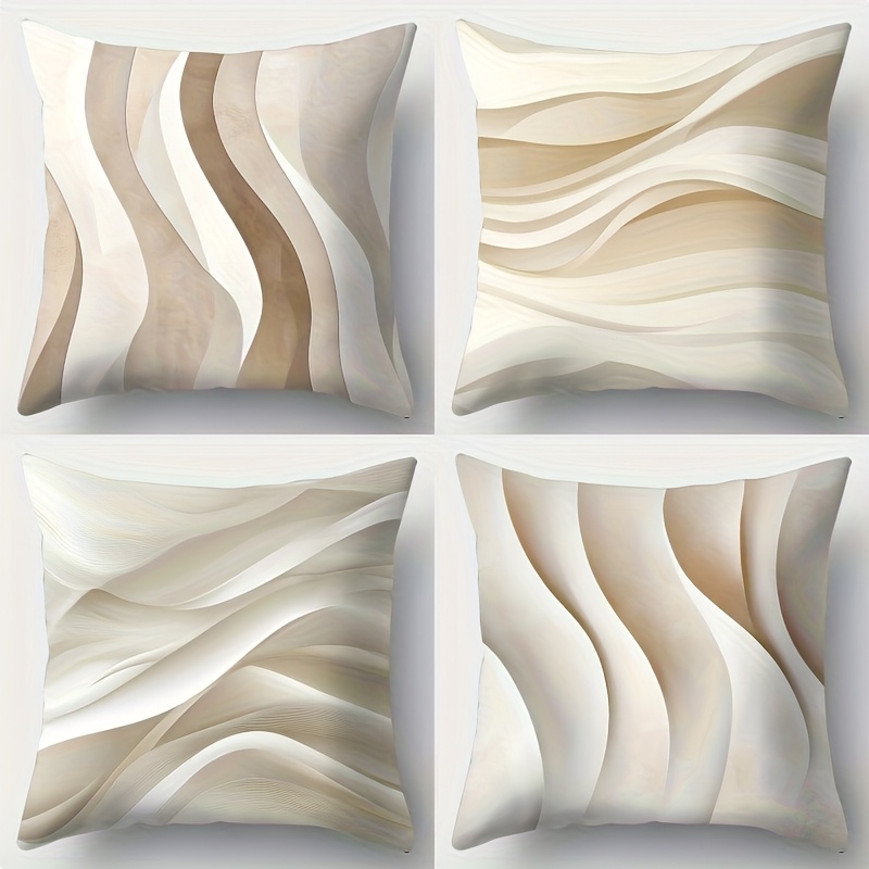 TEMU 4pcs, Elegant Serrated Pattern Pillowcases, Soft And Comfortable, Modern Decorative Cushion Covers, With Zipper Closure, Suitable For Sofa And