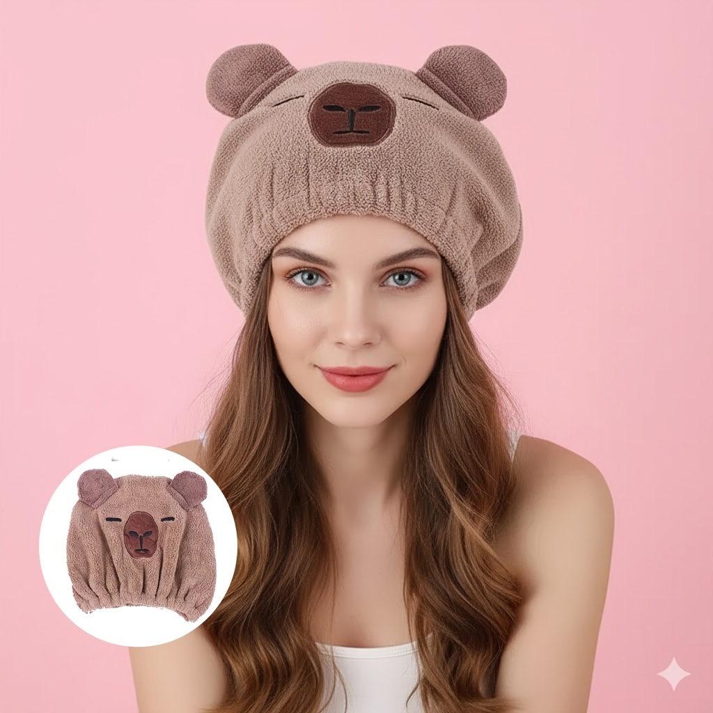 TEMU New Arrival: Cute Capybara Towel Headband | Super Absorbent, Quick Dry | Suitable For Adults, Curly Hair Preferred, Unisex | Home Hair Drying