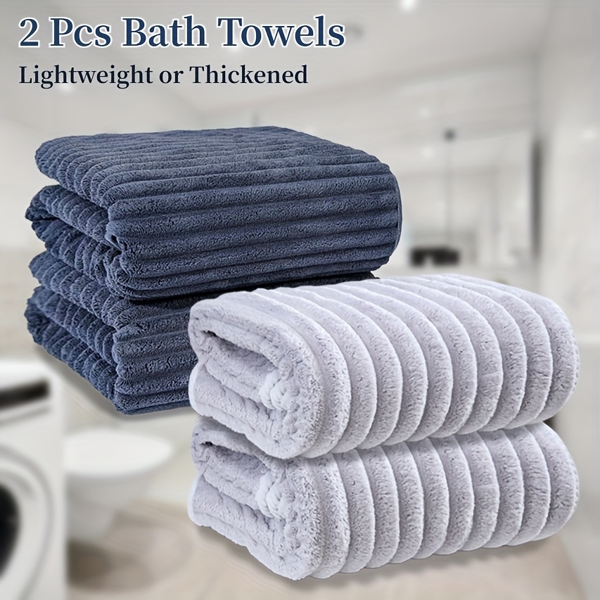 

2-pack Coral Velvet Bath Towels, 27.6x55 Inches, Absorbent & Quick-drying, , Unscented, 85% Polyester 15% Polyamide, Ideal For Bathroom & Shower