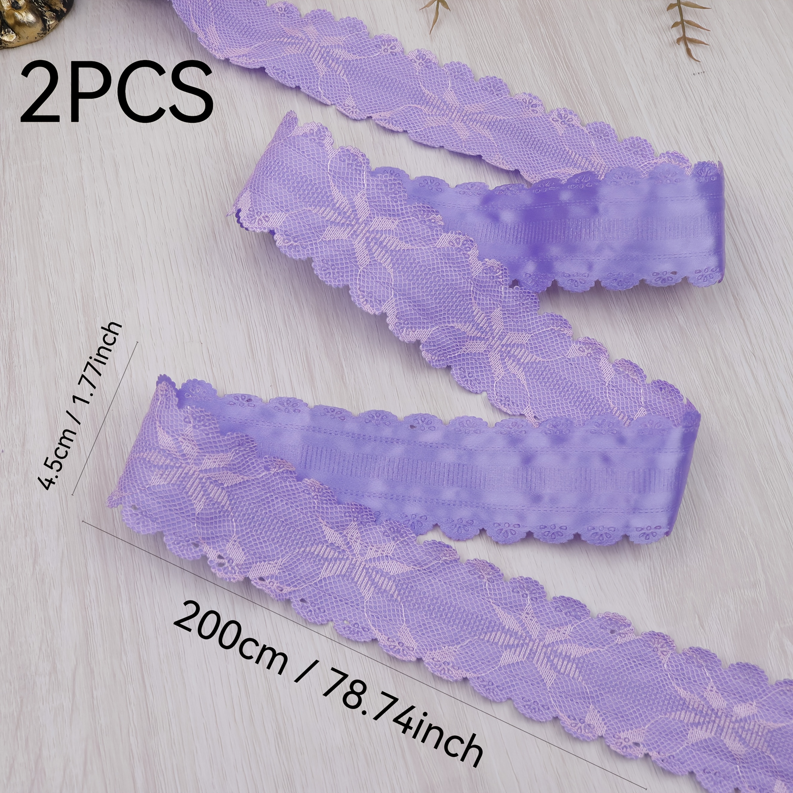 E-shop Lila Doppellagiges Diamant-Blumen-Spitzenband 4,5 cm x 200 Rollen Luxuriöser Tischläufer/Deckenhängender/Stuhlrücken-Schleife für die Erstellung