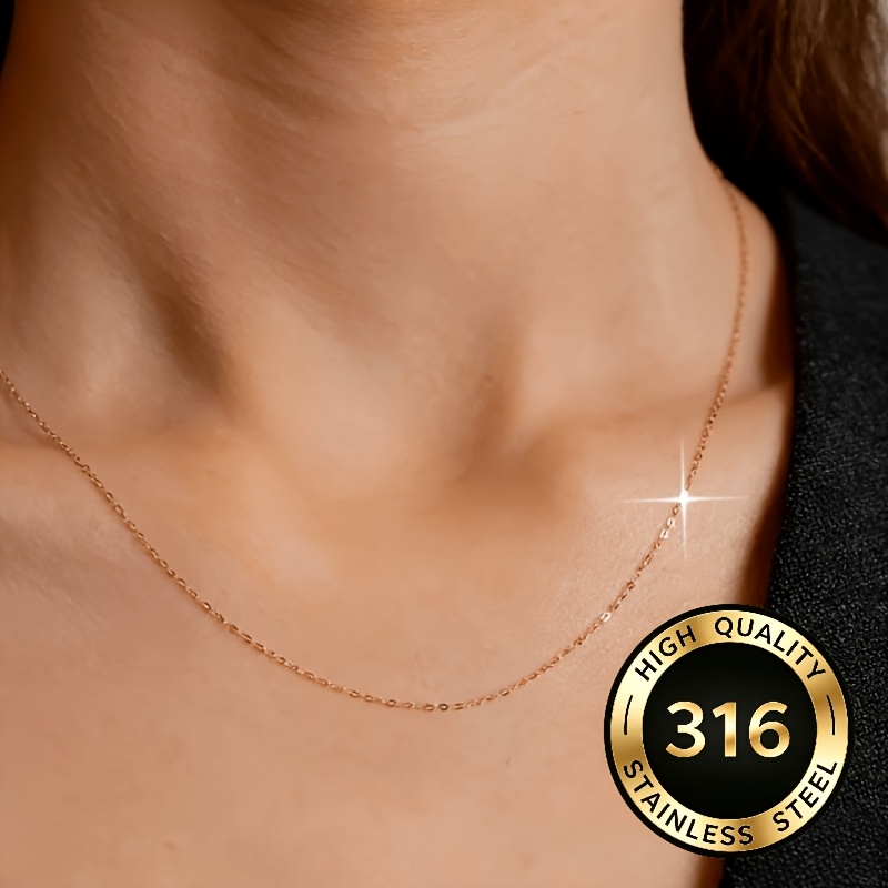 TEMU A Unisex High-quality Stainless Steel O-chain Necklace With Lobster Clasp. Convenient And Multifunctional For Daily Wear, To Wear, Low-allergy,