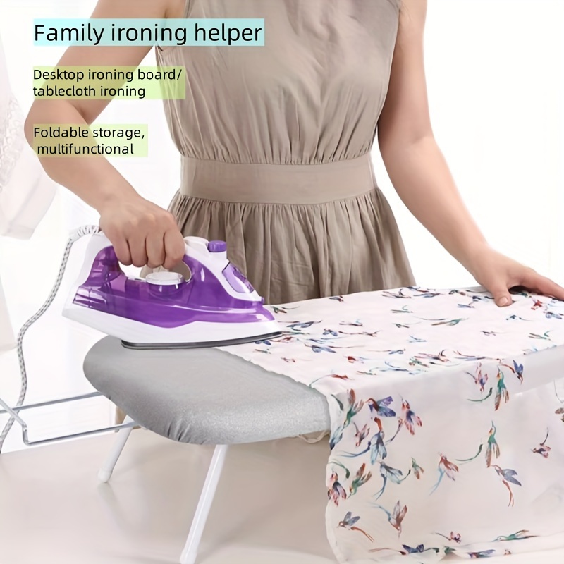 1pc foldable mini ironing board with thickened pad home use convenient folding ironing table plastic material   ironing cloth cover details 0