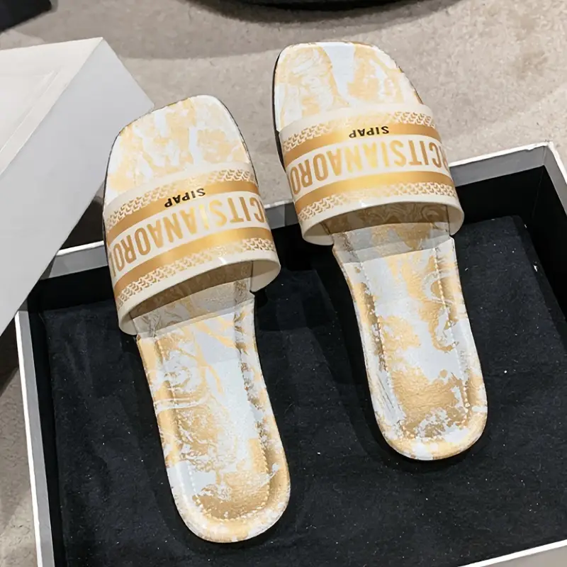 womens slides pvc upper inner sole open toe slip on sandals with glitter all season comfort hand washable flat heel exclusive japan south korea collection details 5