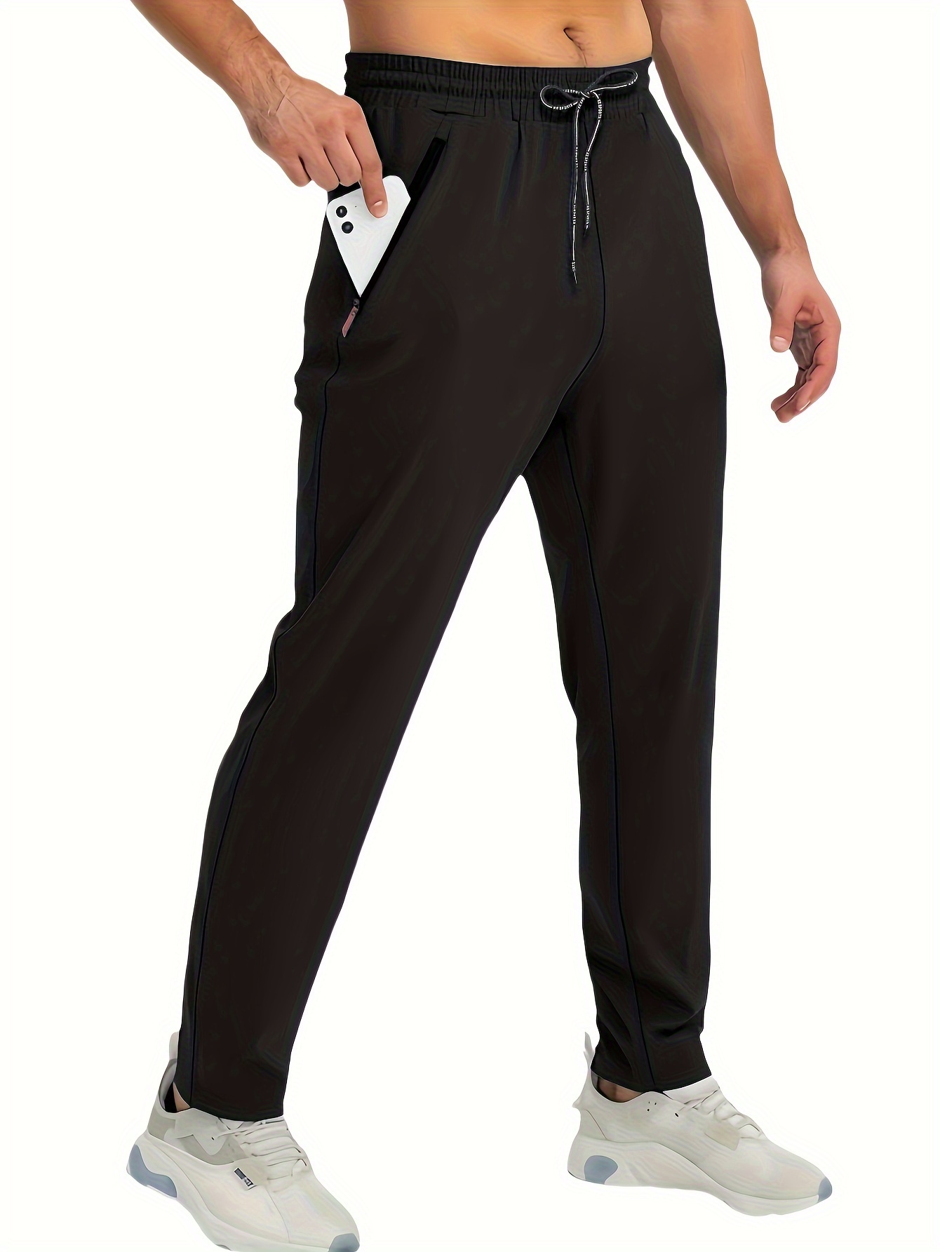 Zipper Men Polyester Joggers Men's Polyester Track Pants Zip