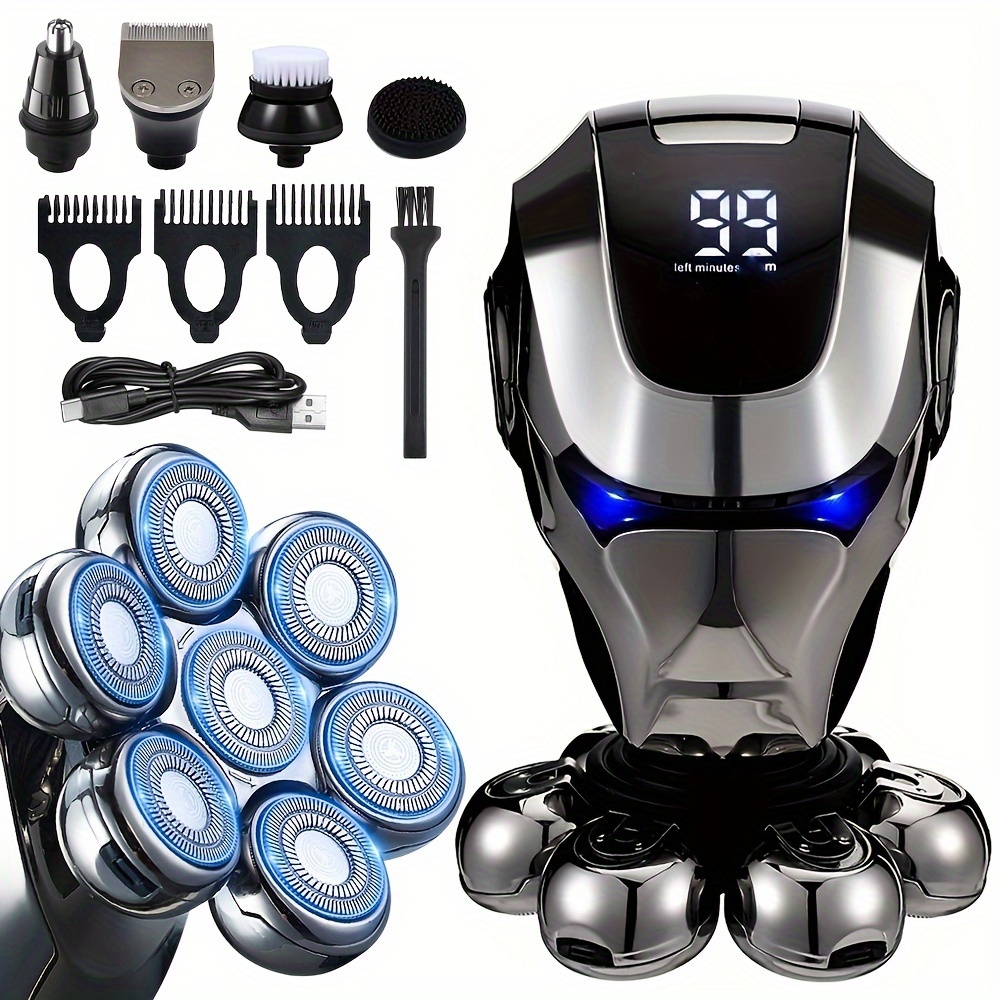 

7d Head Shavers For Bald Men, Electric Razor For Men, 5-in-1 Men's Grooming Kit With Nose Hair Trimmer, Beard Trimmer For Men, Rechargeable Electric Shavers For Men, Holiday Gift Father's Day Gift