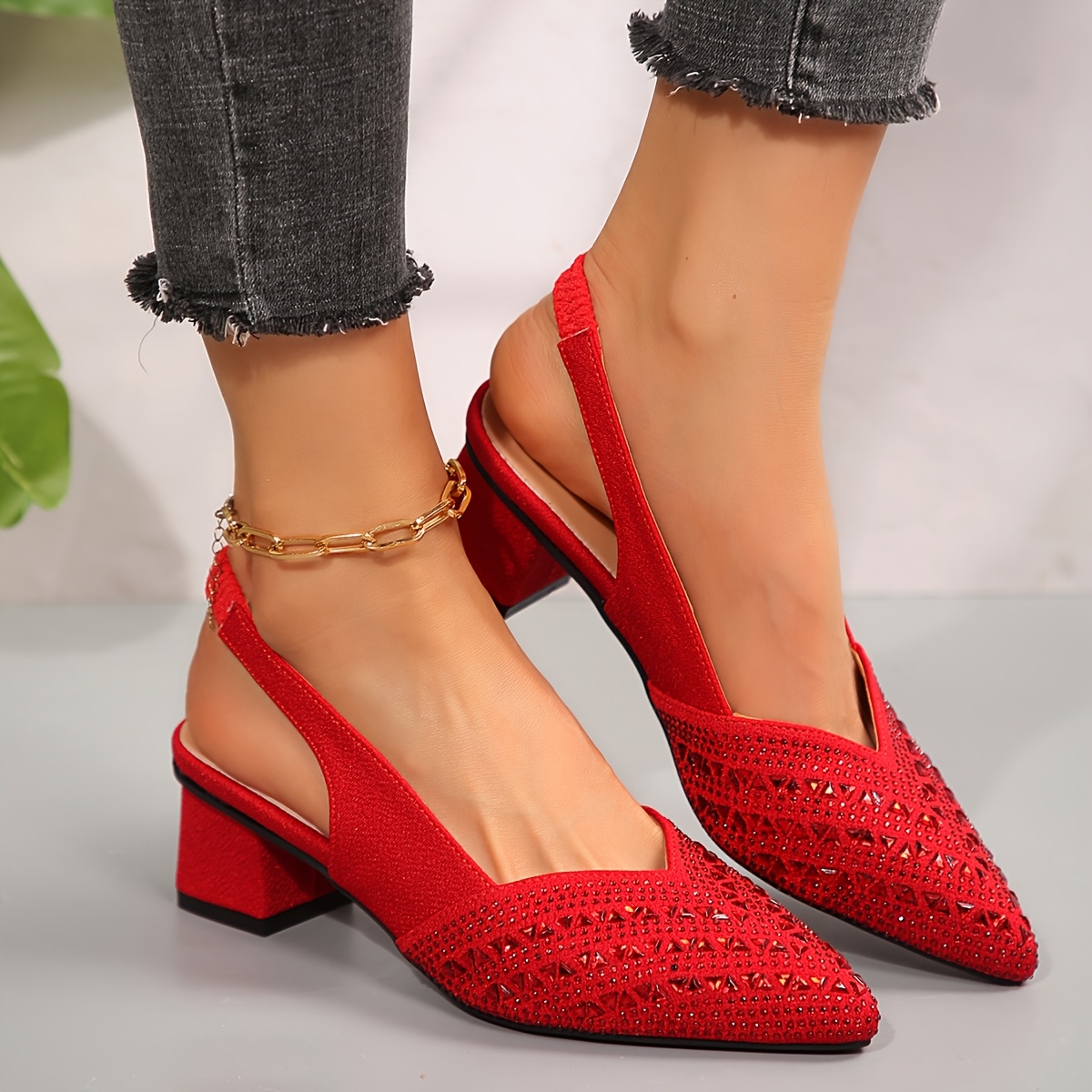 womens   embellished pointed toe high block heel sandals sparkling mesh upper   cover lining sole elegant   dress shoes for parties weddings formal events high heel sandals wedding guest shoes   embellishments cover lined interior Product details 3