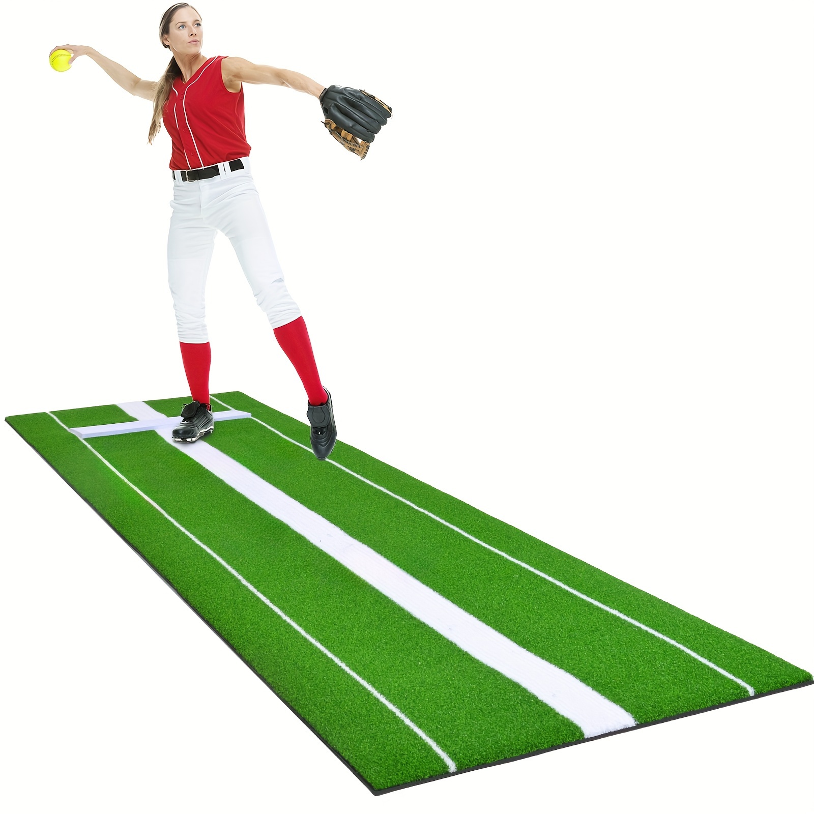 

10' X 3'softball Pitching Mat, Softball Pitching Trainer, Antifade Antislip For Indoor & Outdoor Softball Pitching Training