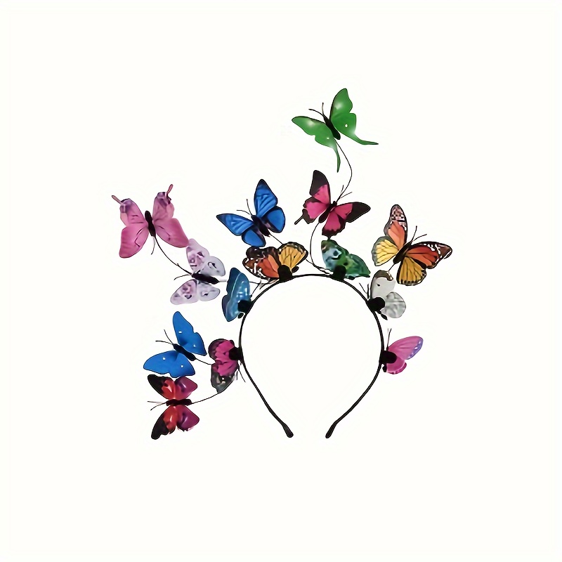 

Elegant Plastic Butterfly Headband For Women | Dress Up Hairband With Color Matching Butterfly Print | Single Piece Elegant Accessory With Popular Butterfly | Featherless Headgear