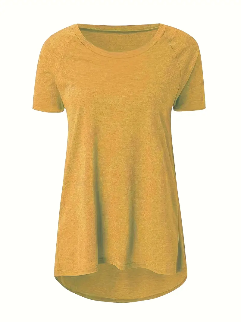 solid longline t shirt crew neck short sleeve t shirt casual womens clothing Product details 14