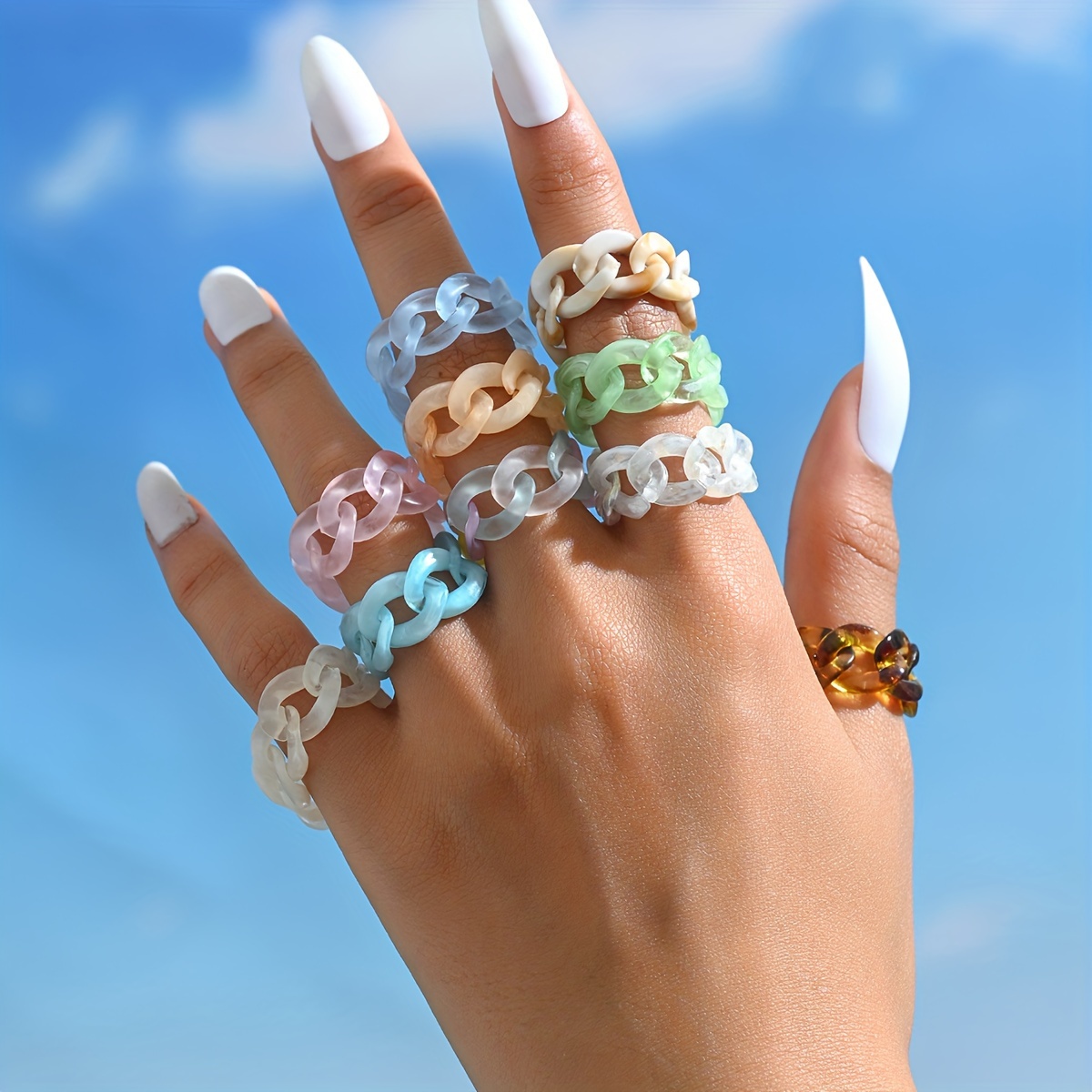 conjunto 10 piezas anillos eslabones cadena acrílicos Temu Ecuador