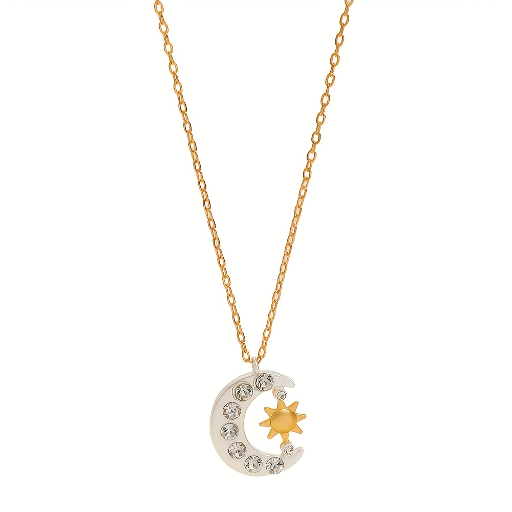 TEMU 1pc Collana con ciondolo luna e zirconia intarsiata, facile da indossare e , perfetta come regalo per , per la vita quotidiana, le vacanze e le