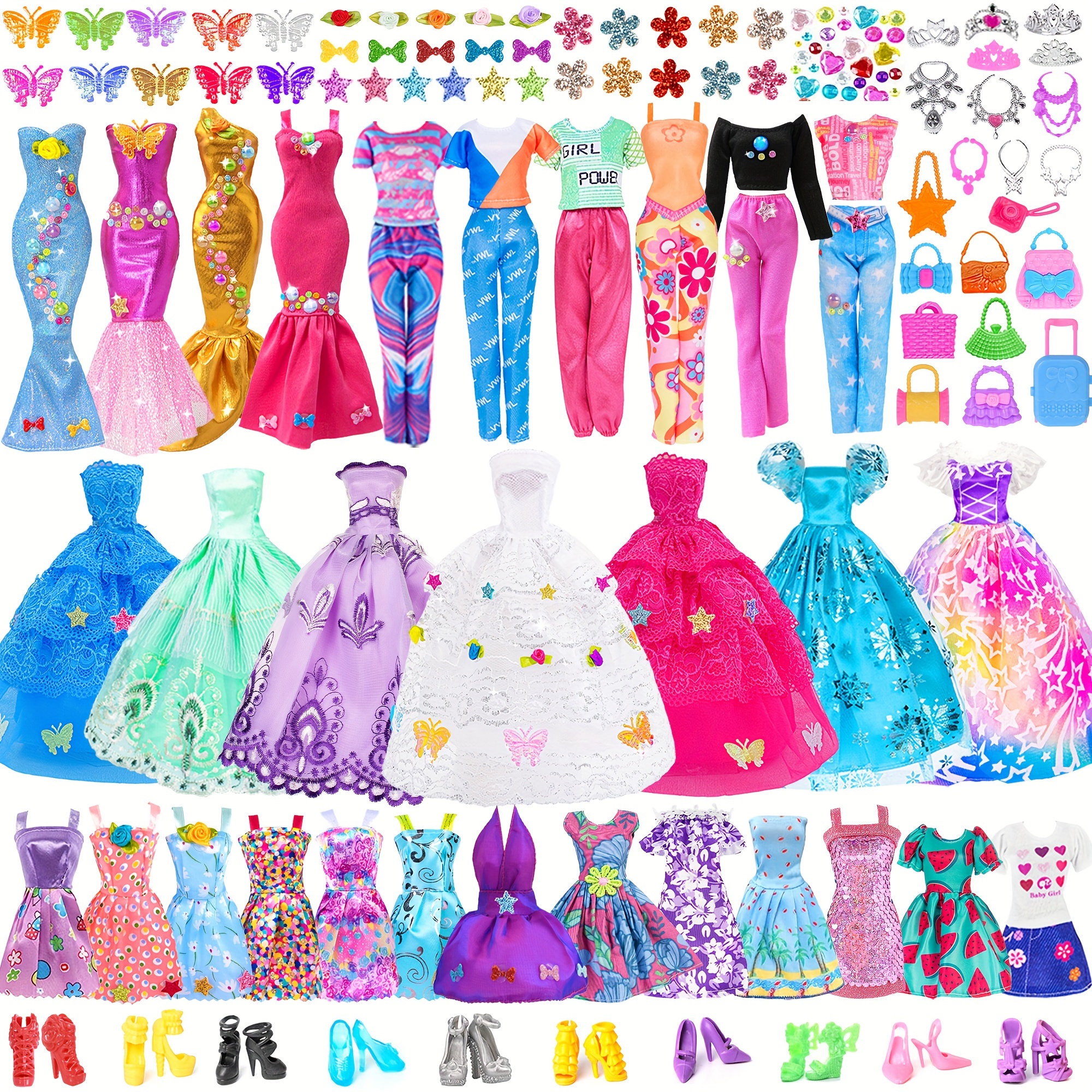 

Doll Clothes And Accessories 85 Pack Doll Accessories Diy Clothes Including 2 Wedding Dresses, 4 Evening Dresses, 5 Dresses, 2 Casual Outfits Fit For 11.5 Inch Girl Doll (no Doll)